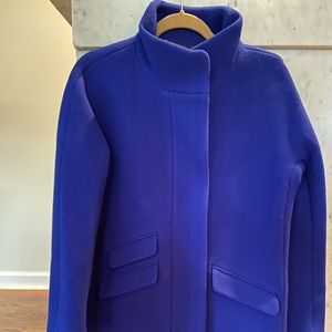 J. Crew Cobalt Blue Cocoon Stadium-Cloth Wool Coat
